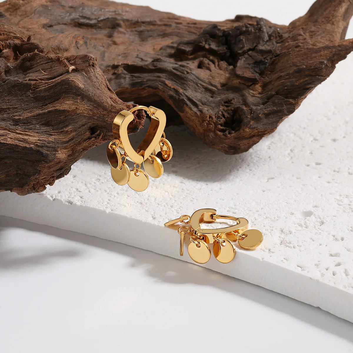 Geometric Circular Heart Shaped Stainless Steel Earring 18k Gold Plated Earrings Light Luxury Waterproof Jewelry  YF5032