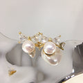 Wholesale Zircon Bow Stud Earrings Natural Freshwater Pearl Earrings for Women's Gift