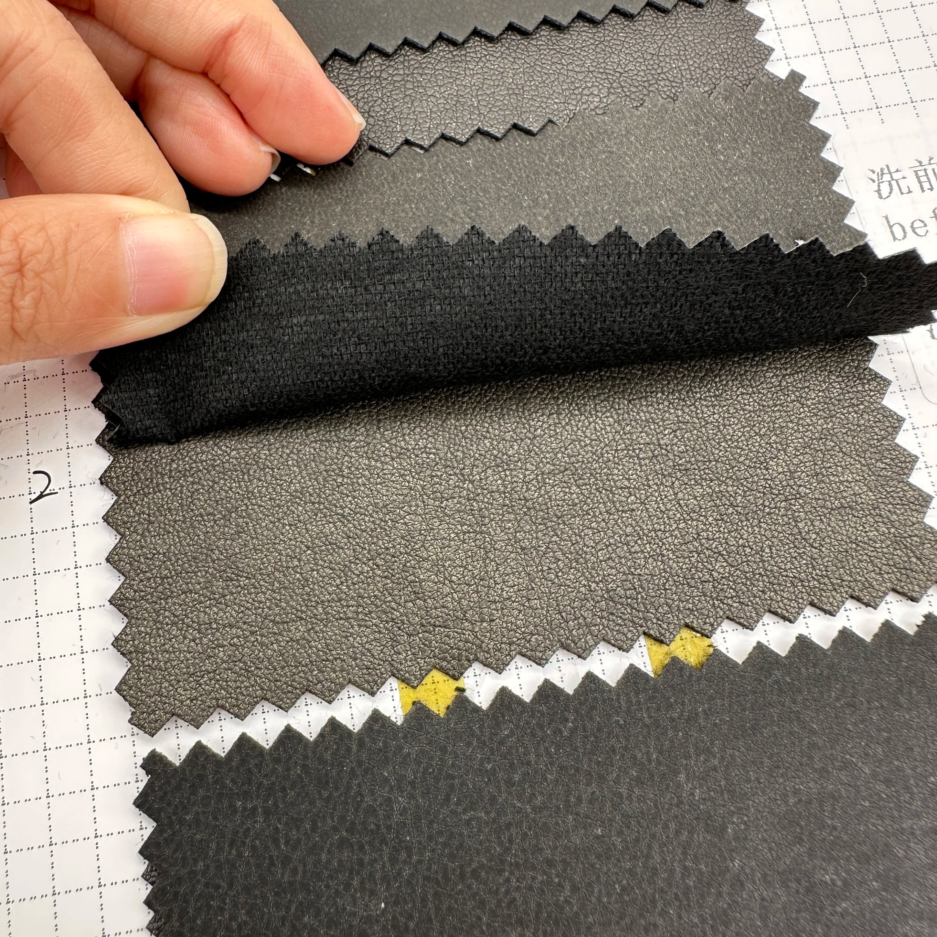 PFAS FREE Eco-Friendly Artificial Leather Roll Wash Fading Pattern Ready Goods Synthetic Leather PU TC Backing for Garment