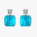 925 Sterling Silver Gemstone Rectangular Dangle Blue Earrings  Paraiba Tourmaline Drop Earrings for Women