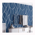 High Quality New Arrival 5D Modern Dark Blue Deerskin Suede Velvet Flock Wall Paper Home Decorative Non Woven Wallpaper