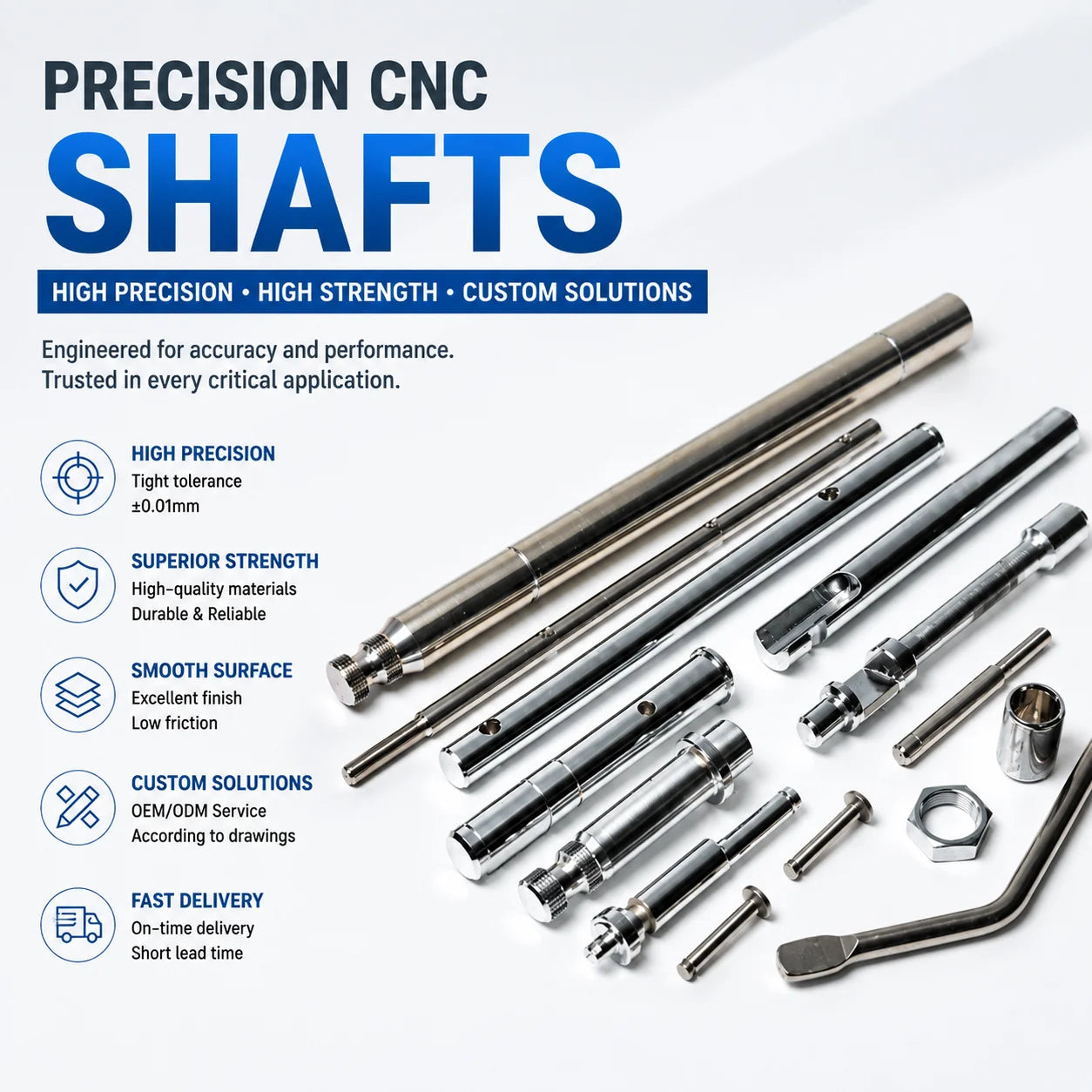 High Precision CNC Machining Carbon Steel Stainless Steel Shaft Aluminum Shaft Motor Shaft Drive Shaft with Good Quality