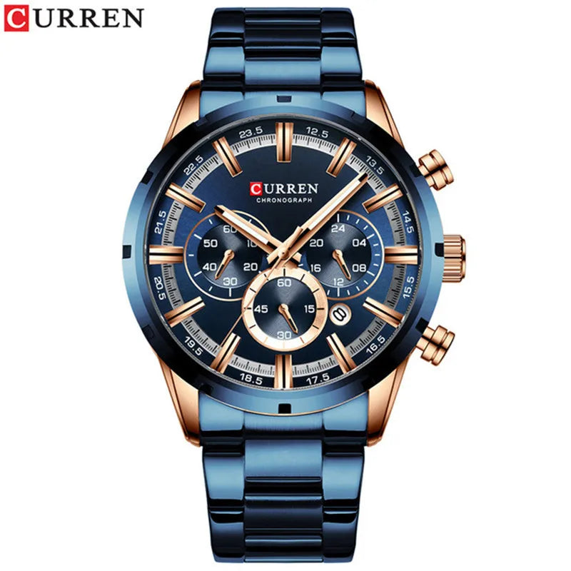 CURREN 8355 Men Quartz Watches Top Brand Luxury Stainless Steel Strap Male Men's Watch Sports Watches