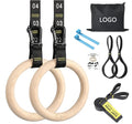 Gymnastics Rings Wooden 1500 1000lbs with Adjustable Cam Buckle 14 76ft Long Straps Non Slip Gym Home Full Body FDFIT FD55645