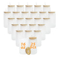 USA Warehouse RTS 25pcs/ctn 16oz Frosted Glass Can Sublimation Glass Tumler Mugs with Bamboo Lid and Plastic Straw