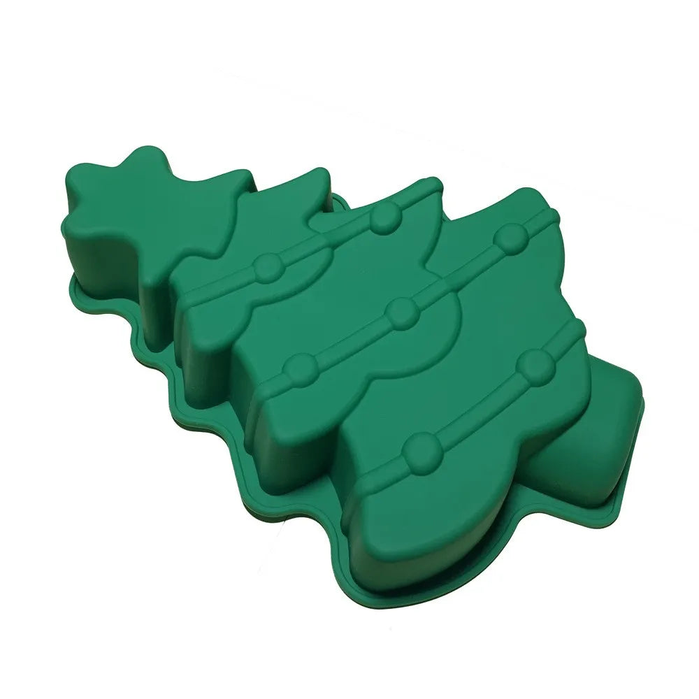 HY Large Size 3D Christmas Tree Cake Pan Silicone Christmas Baking Tray
