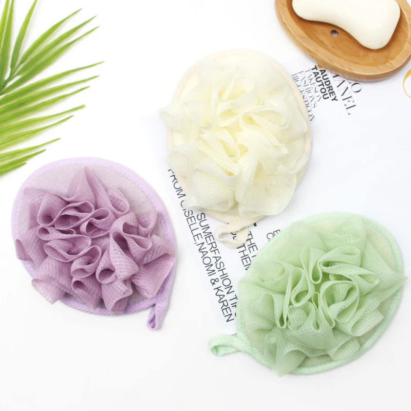 Bath Ball Shower Puff Sponge Mesh Exfoliating Body Loofah Shower Scrubber Ball Shower Cleaning Glove with Flower
