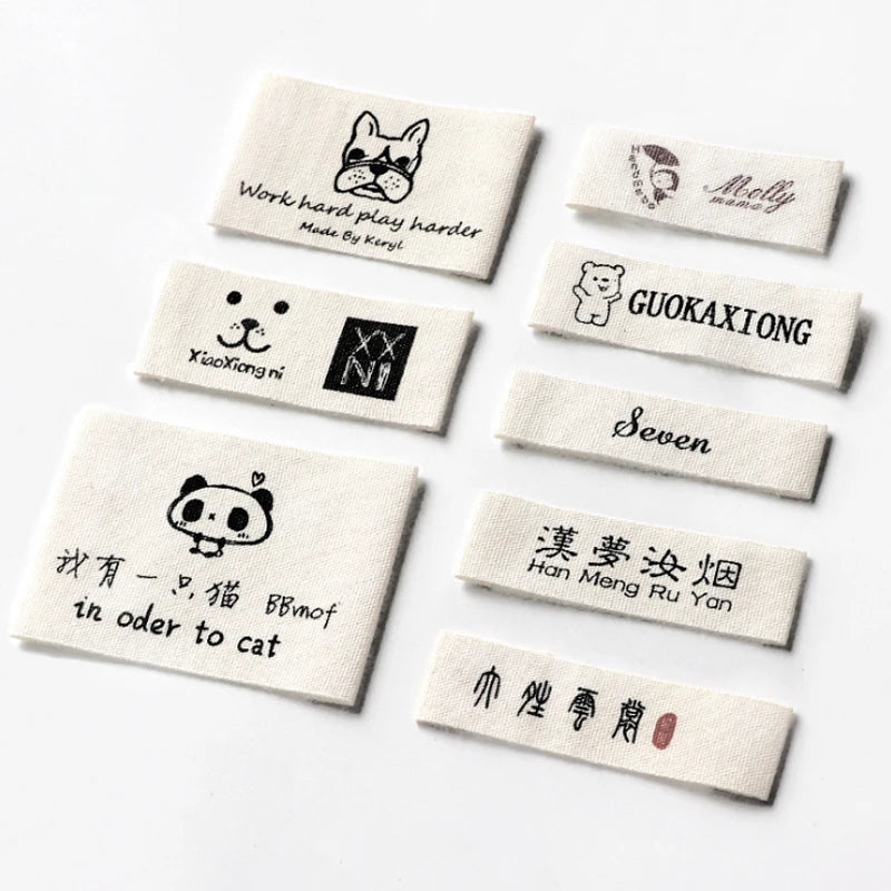 Cotton Clothing Damask Woven Labels with logo Design Pattern