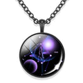 Zodiac Black Glass Dome Necklace Glass Cabochon Pendant Jewelry Birthday Gift for Women Men