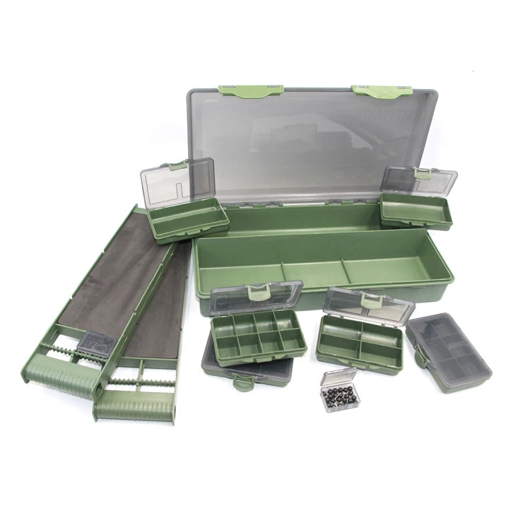 Selco Carp Fishing Tackle Box with Seats Hooks Setup for River Lake Stream Ocean Boat Fishing