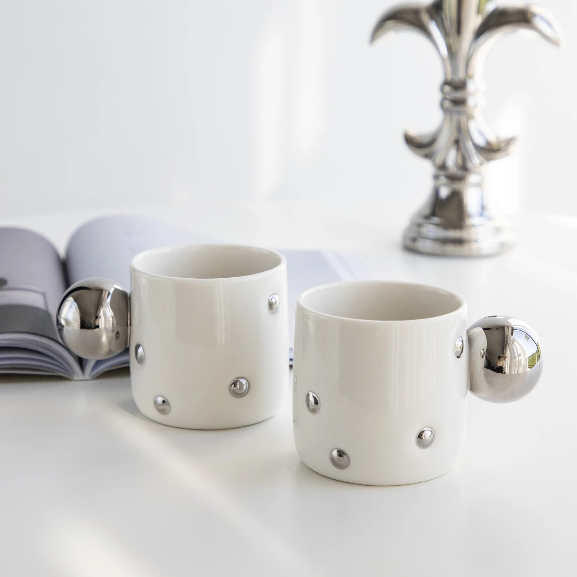Nordic Electroplate Silver Ball Ceramic Mug Creative Breakfast Milk Cup