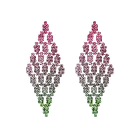 Long Tassel Iron Diamond Chandelier Bohemian Bridal Drop Dangle Earring
