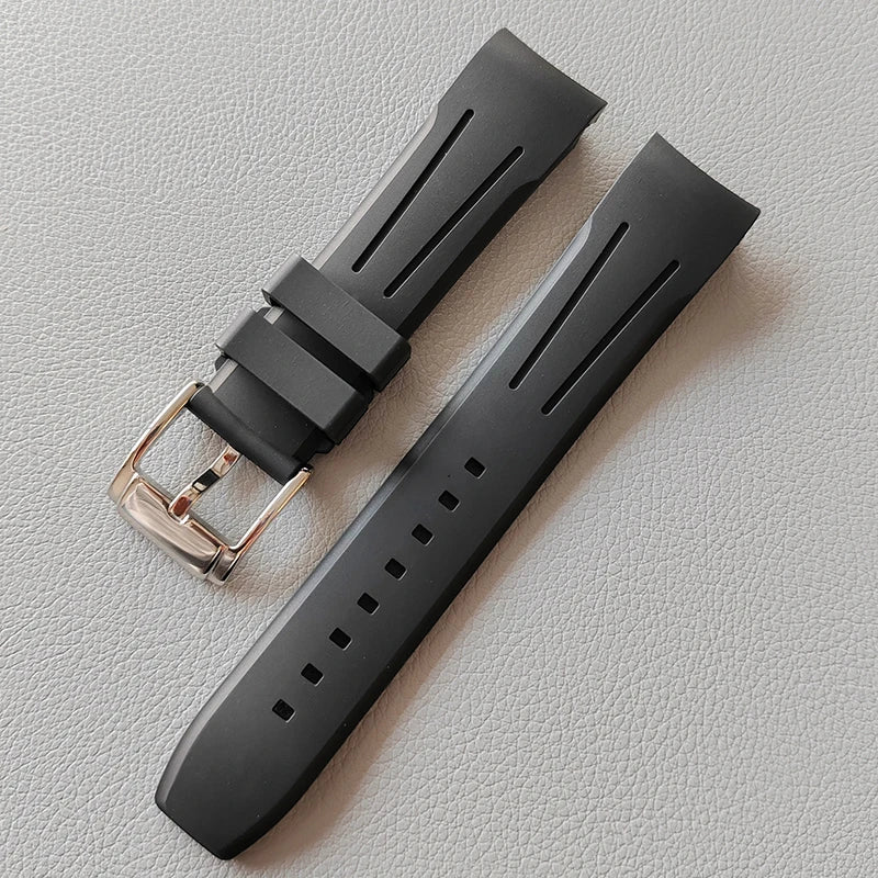 Maxtank Jd265 Fkm Fmp Flororubber Rubber Curve End Pin Buckle Fashion Watch Band Strap