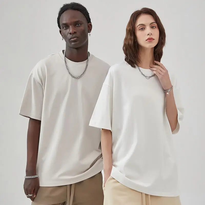275G Wholesale Sports Plus Size Men's 100% Cotton Men's T-shirt Solid Color Men's Loose T-shirt