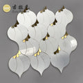 Decorative Patterns White Marble Waterjet Mosaic Floor Marble Tile Mix Brass