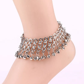KR-78 Fashion Feet Jewelry Anklets Women Foot Bracelet Silver Metal Hollow Alloy Bell Tassel Anklet