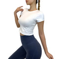Womens White T Shirts Customer Logo for Girls Gym Activewear Yoga Fitness Workout Crop Top T Shirt