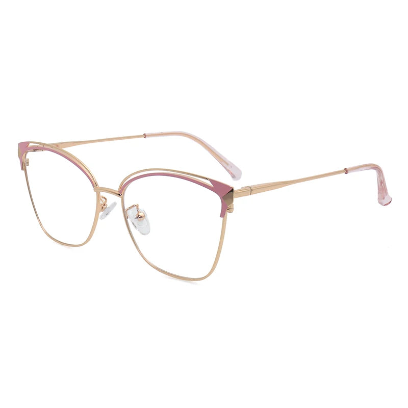 Gold Women Cat Eye Luxury Glasses Metal Monture Lunettes Blue Light Blocking Gafas Opticas Eyeglasses