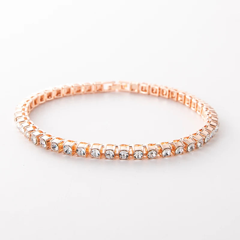 2025 New Fashion Jewelry Wholesale Zinc Alloy Gold Plated Cubic Rhinestone Diamond Charm Tennis Bracelet for Women Men