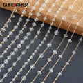 C221 DIY Link Chain 18K Gold Plated Copper Crystal Charm Women's Wedding Gift Bracelet/Necklace Nickel Free 1m/Bag