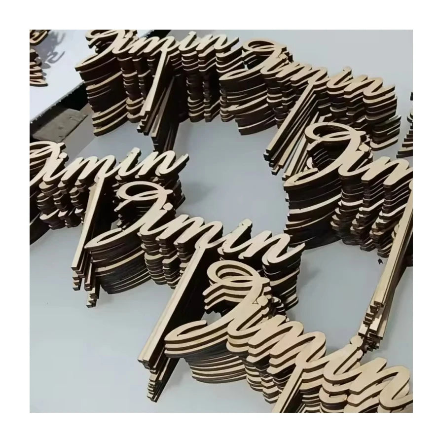 Personalized Custom Laser Engraved Idols Teams K-pop Wood Name Tag Holder KPOP Idol Artist B TS