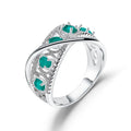 Abiding Split Band Swirl Finger Ring Natural Green Agate Gemstone Jewellery 925 Sterling Silver Rings for Wedding Women