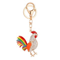 Creative Accessory Multi Color Enamel Animal Chicken Key Chain Colored Rhinestone Zodiac Rooster Keychain