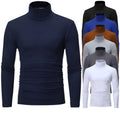 New Fashion Olid Color Polyester Solid Color Custom Logo Men Slim Turtleneck  Fit Base Shirt Tops