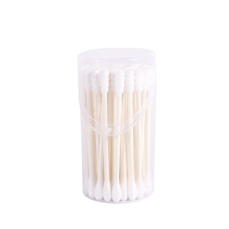50 Screw Round Paper Sticks Small Flip Pack White Disposable Cotton Swabs Makeup Tools for Eyelash Extensions