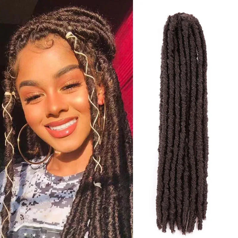 18inch Crochet Hair Extensions Straight Faux Locs Synthetic Hair Attachment High Temperature Fiber Synthetic Hairpiece
