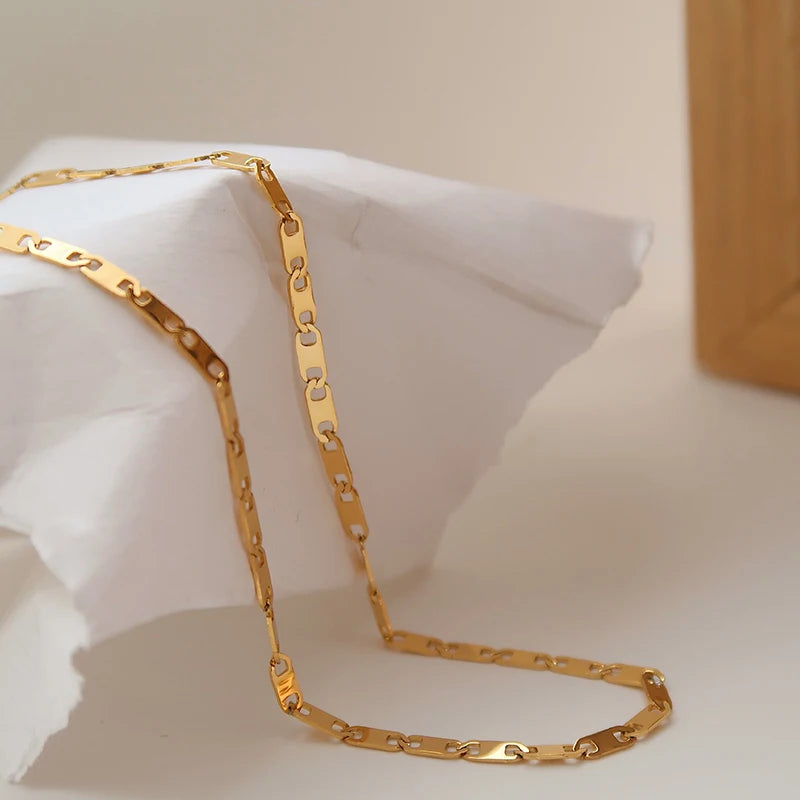 Minimalist Stainless Steel 18K Gold Plated Simple Chain Women Choker Necklace