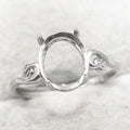 Sterling Silver 9*11mm Semi Mount Ring Empty Frame Blank Support Setting S925 Base Holder Without Center Stone for DIY Inlay