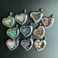 Wholesale Gravel Nature Stone Heart Pendant Healing Agate Crystal Reiki Quartz tiger Eye Crystal Stainless Steel Chain for Diy