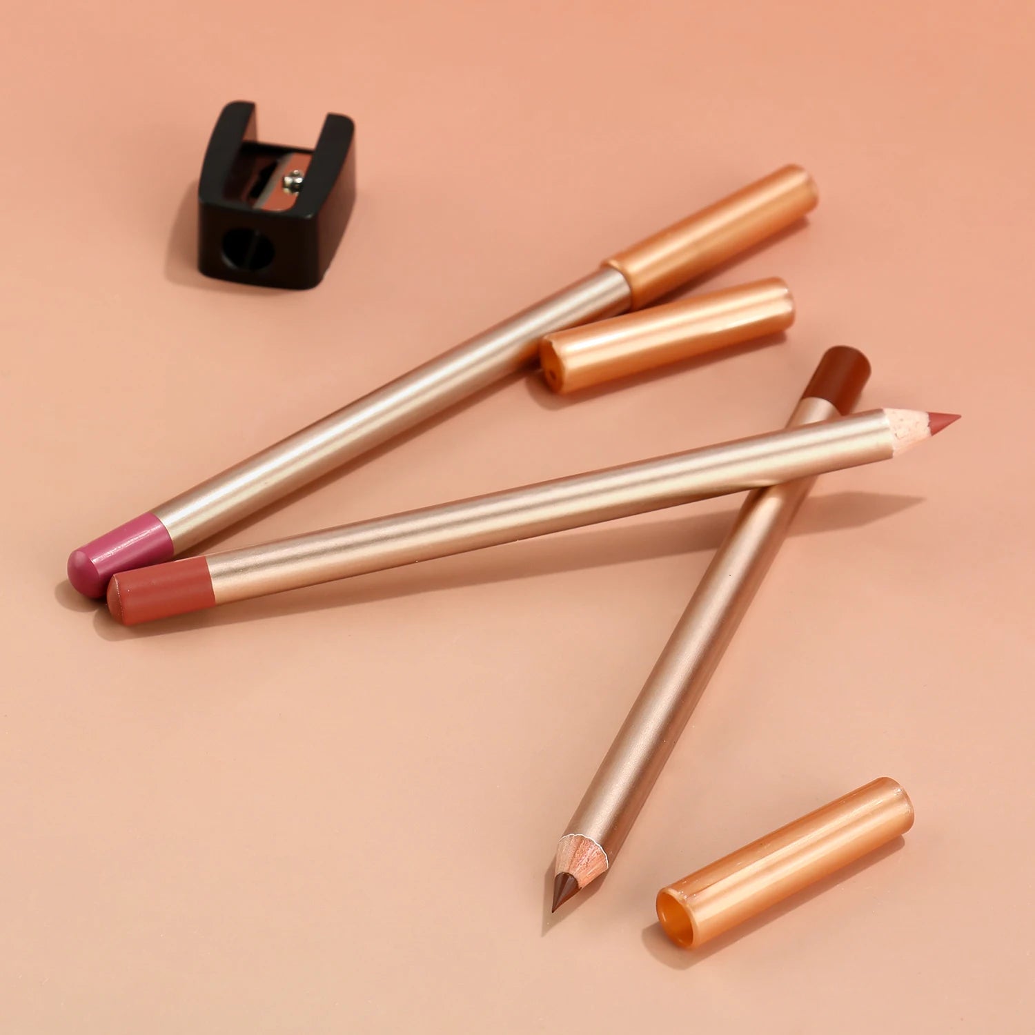 Wholesale Cosmetic Wood Matte Lip Stain Lipliner Pencil Gold Lip Liner Creamy for  Pigmented Vegan Sharpener Lip Liners Pencils