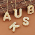 Super Popular 18k Gold Plated Copper Cross-Border Bubble English Letter Pendant Necklace Zircon Hip-Hop Balloon Clavicle Chain