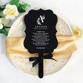 2025 Special Design Custom Black Acrylic Wedding/Party Menu Card With White Printing and Ribbon Bow