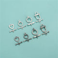 Unique 925 Sterling Silver Hollow U-Shape Heart Twist Round OT Clasp for Jewelry Making Accessories Supplies