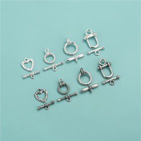 Unique 925 Sterling Silver Hollow U-Shape Heart Twist Round OT Clasp for Jewelry Making Accessories Supplies