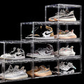 Clear Shoe Box Set of 9 Stackable Plastic Sneaker Box Container Magnetic Side Open Shoe Organizer and Shoes Storage Case