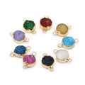 8mm/12mm/15mm Double Hole Gold Plated Druzy Quartz Charm Pendant Accessories for Jewelry Making Flat DIY Beads Connectors