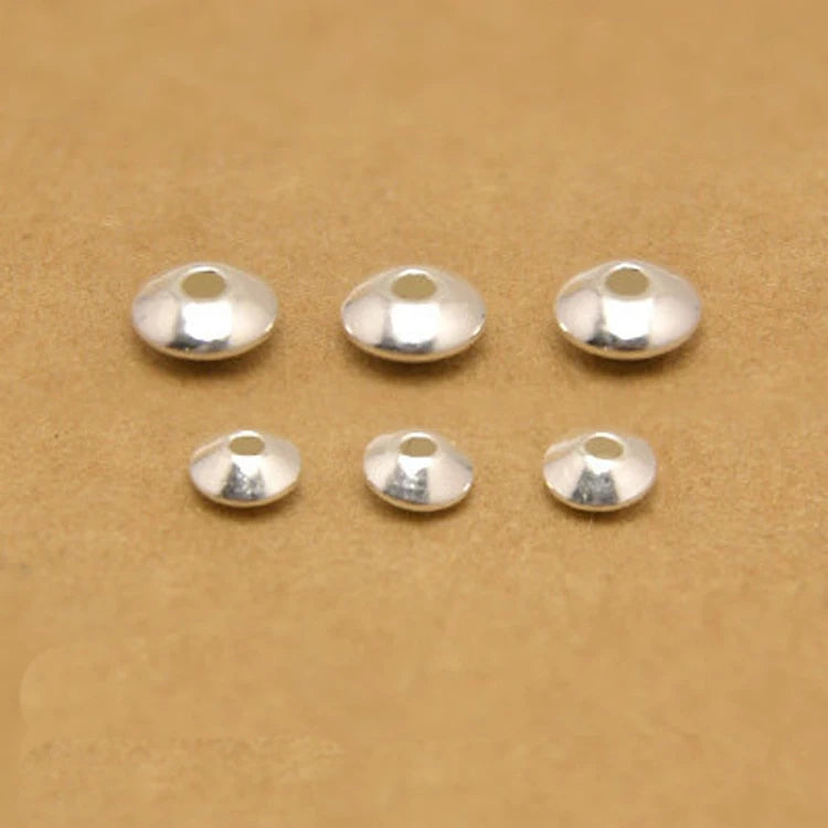 Oblate Round Cheap China Wholesale Beaded Spacer 925 Sterling Silver Diy Beads and Charms for Jewelry Making