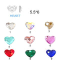 100pcs Crystal Glass Diamond Jewelry Flat Bottom Diamond For Mobile Phone Case Nails Decorations 6mm Loving Heart Nail Charm