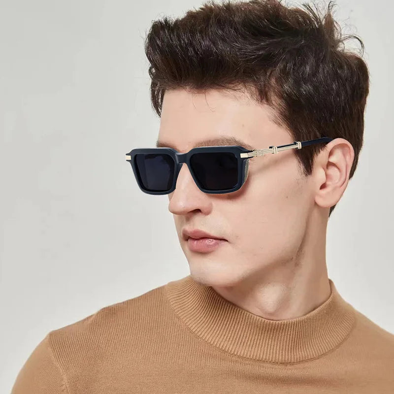 New Fuqian Steampunk Retro Square Full Rim Frame Sunglasses Men % UV Protection China Zhejiang Wholesale Fashion Sample