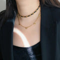 Aretas Women Cool Jewelry Stainless Steel Chain 18k Gold Plated Handmade Necklaces Cowhide Leather Choker Necklace Collar