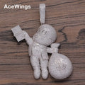 SP001 925 Sterling Silver Large Size CZ Stone Cartoon Men Money Bag Necklace Hip Hop Pendant Jewelry