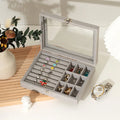 Custom Jewelry Organizer Boxes Display Travel Jewelry Case Portable Velvet Glass Cover Storage Ring Earrings Necklace Holder