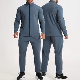 Mens Tracksuit Set Full Zipper Jacket Joger Pant Sports Gym Soccer Training Suits Sportswear for Men