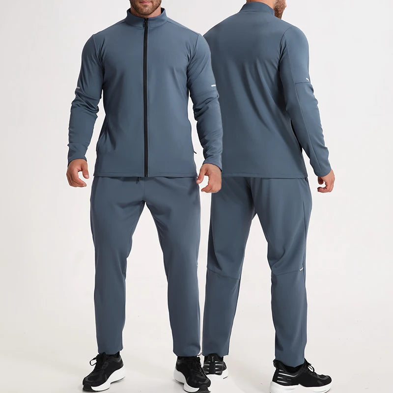 Mens Tracksuit Set Full Zipper Jacket Joger Pant Sports Gym Soccer Training Suits Sportswear for Men