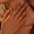 Simple Pearl Irregular Geometric Open Ring Women PVD 18K Gold Plated Stainless Steel Fashion Rings Waterproof Jewelry