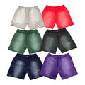Custom Logo Vintage French Terry High Waist 100% Cotton Acid Wash Streetwear Eco-Friendly Cargo Shorts Elastic Waist